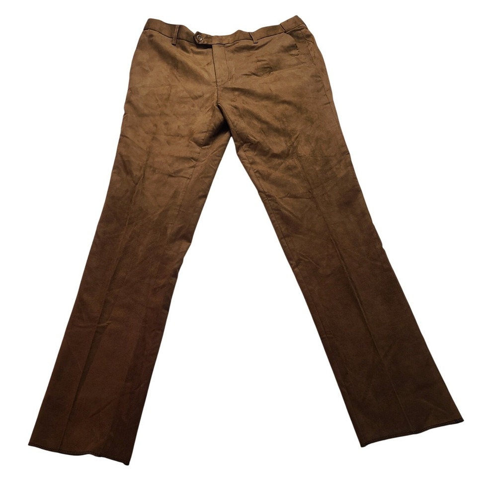 Insomnia Zupreme Attire Brown Faux Suede‎ Trousers Men's 36x34 Flat Front Pants